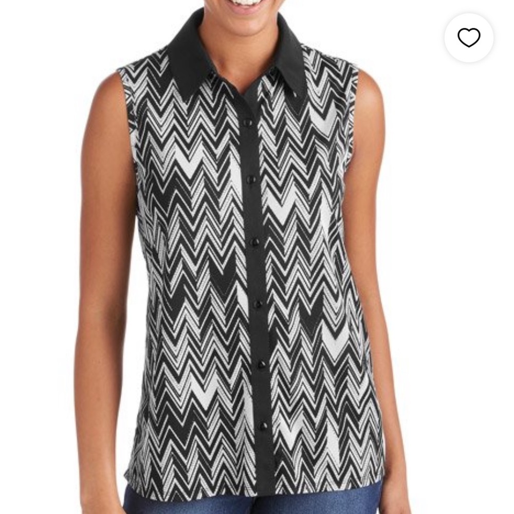 Sleeveless Collared Mesh Shirt